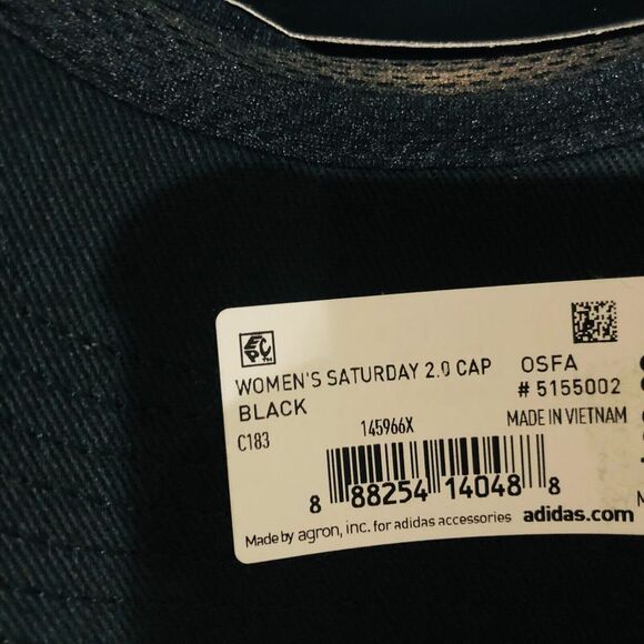 Adidas Women's Saturday Hat Cotton Relaxed Fit Cotton Adjustable Black One‎ Size - Picture 7 of 7